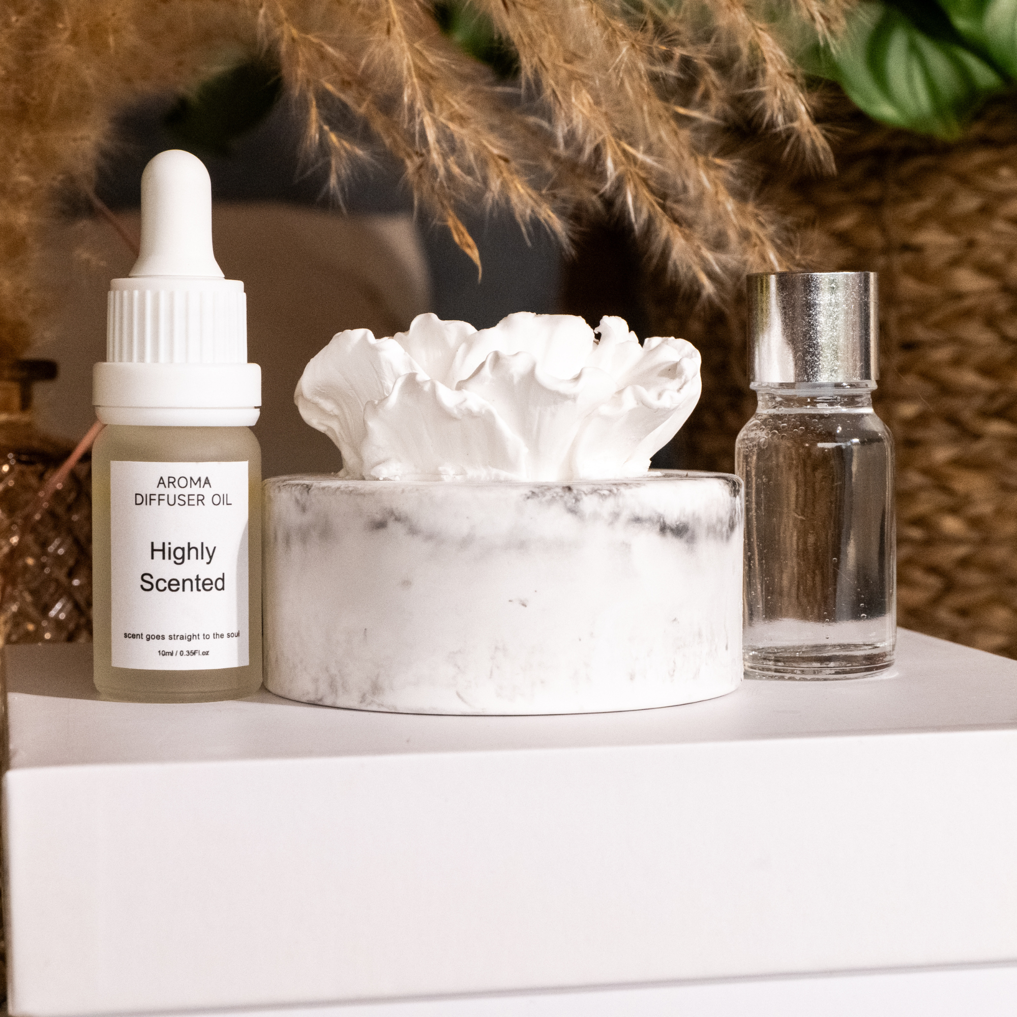 Aroma Geursteen Bloem Cadeauset – Handgemaakte Diffuser met Olie